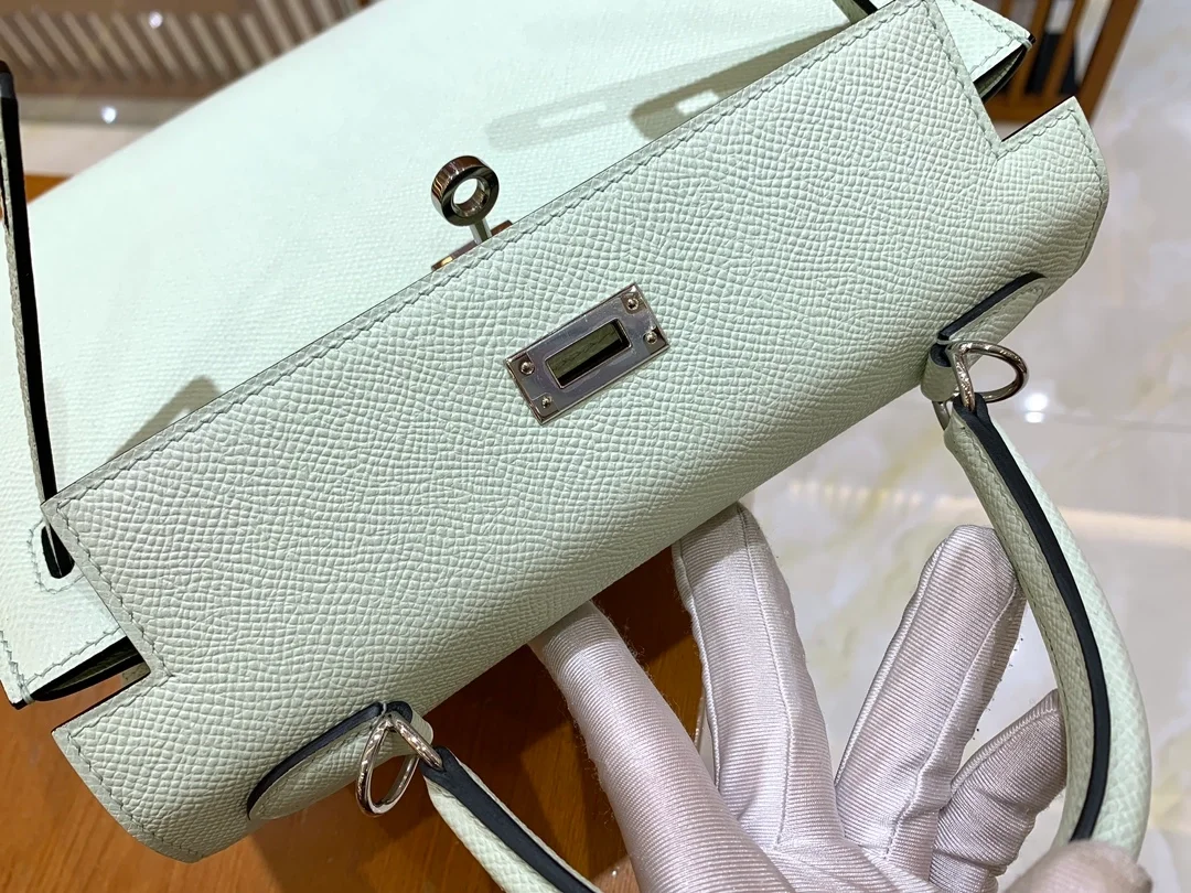 에르메스 켈리 25 셀리에 버블 그린 실버 하드웨어 (100% HAND MADE)