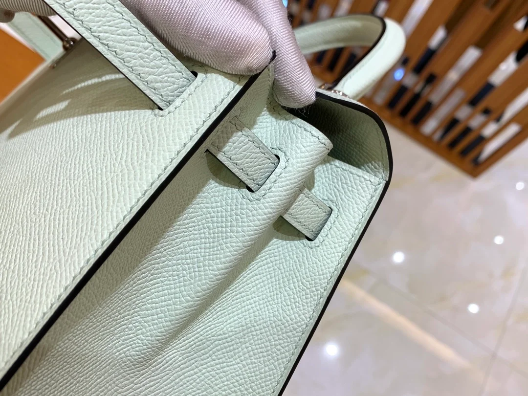 에르메스 켈리 25 셀리에 버블 그린 실버 하드웨어 (100% HAND MADE)