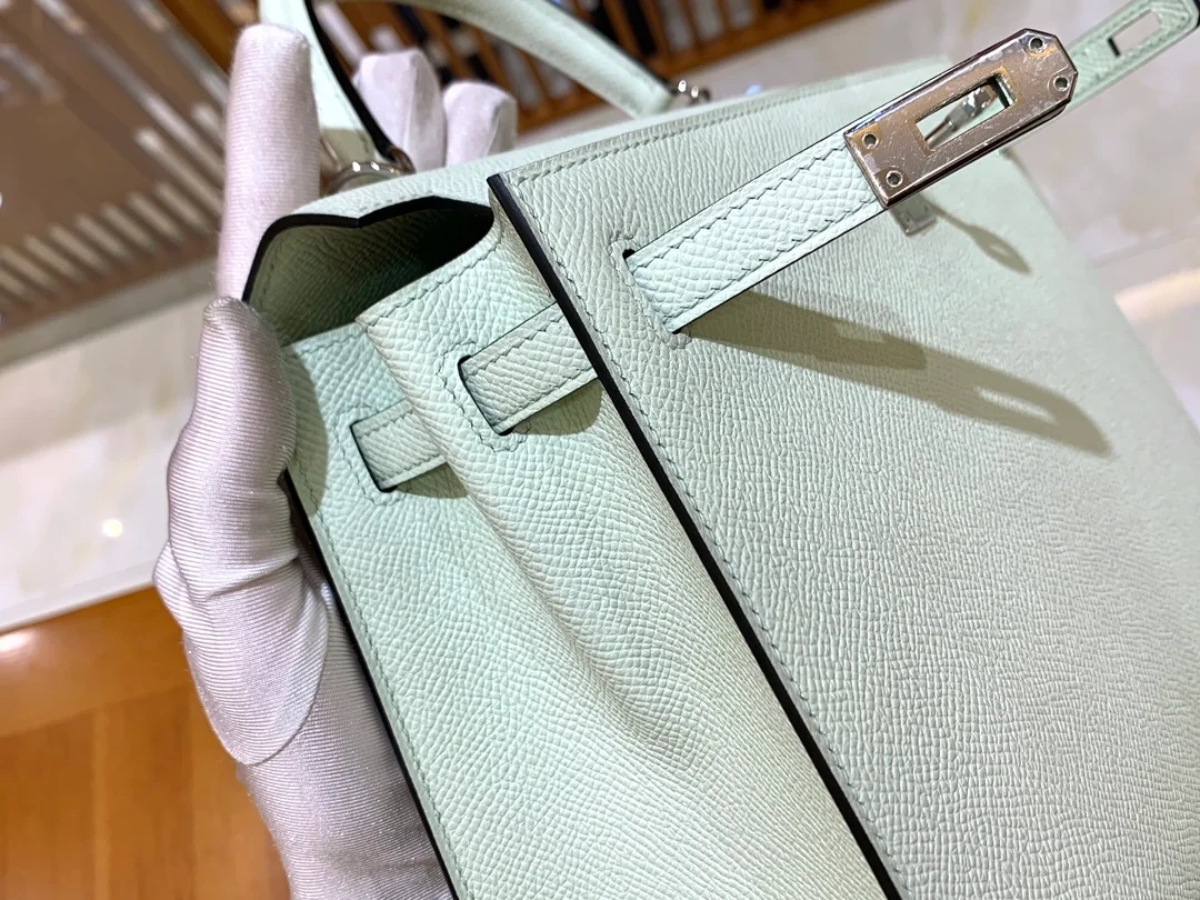 에르메스 켈리 25 셀리에 버블 그린 실버 하드웨어 (100% HAND MADE)