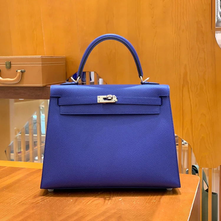 에르메스 켈리 25 셀리에 글레이즈드 블루 실버 하드웨어 (100% HAND MADE)