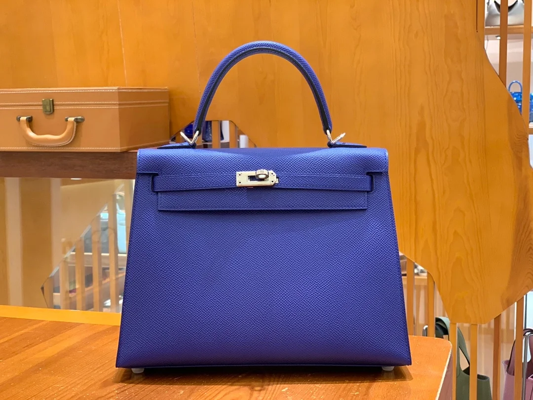 에르메스 켈리 25 셀리에 글레이즈드 블루 실버 하드웨어 (100% HAND MADE)