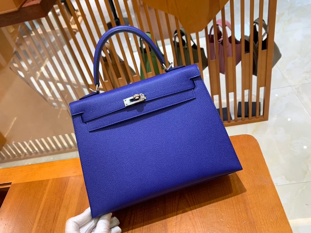 에르메스 켈리 25 셀리에 글레이즈드 블루 실버 하드웨어 (100% HAND MADE)