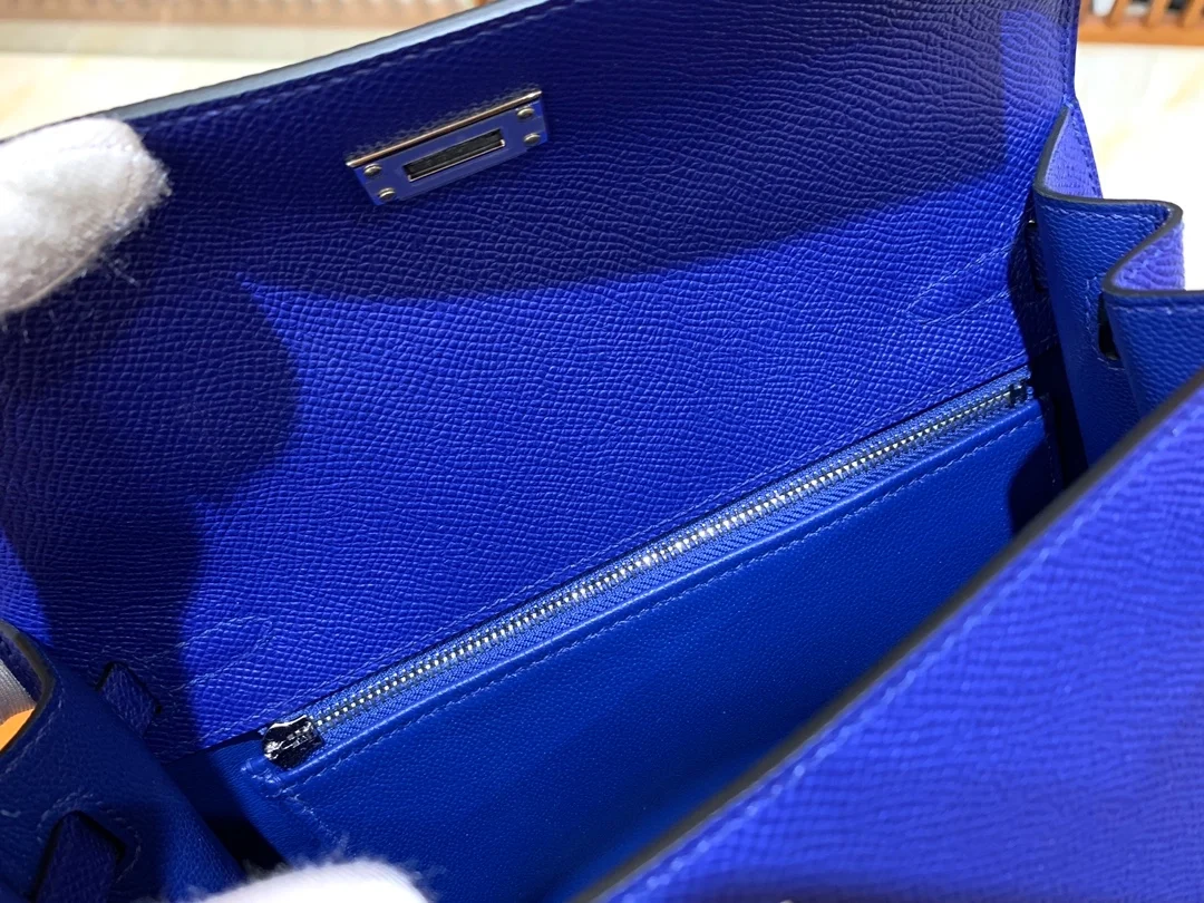 에르메스 켈리 25 셀리에 글레이즈드 블루 실버 하드웨어 (100% HAND MADE)