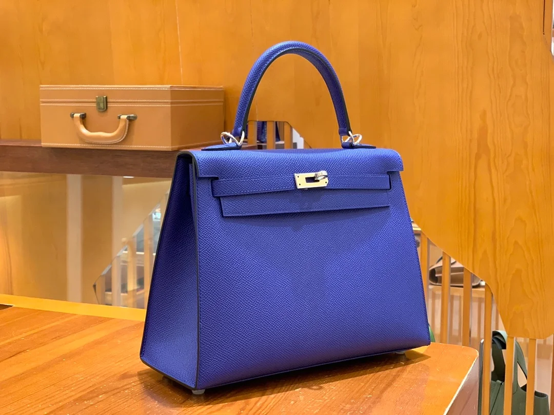 에르메스 켈리 25 셀리에 글레이즈드 블루 실버 하드웨어 (100% HAND MADE)