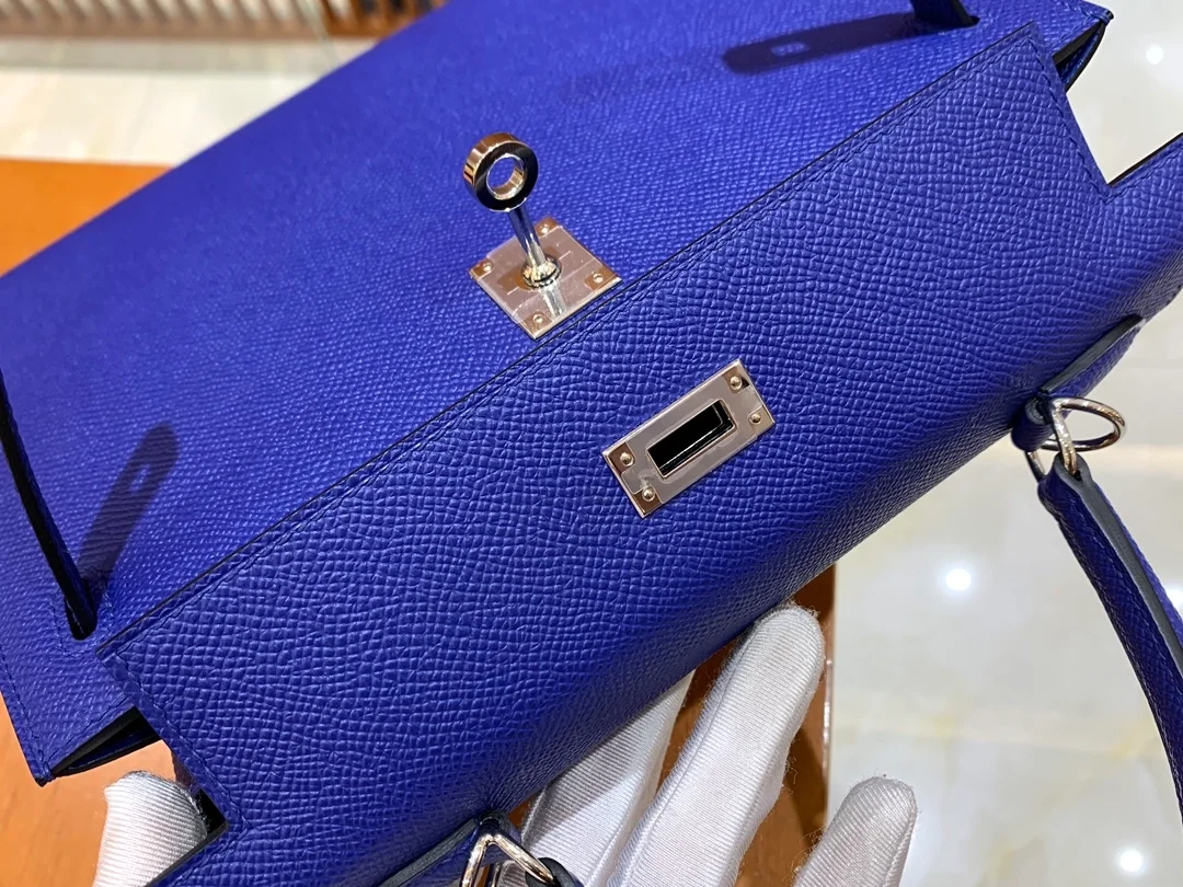 에르메스 켈리 25 셀리에 글레이즈드 블루 실버 하드웨어 (100% HAND MADE)