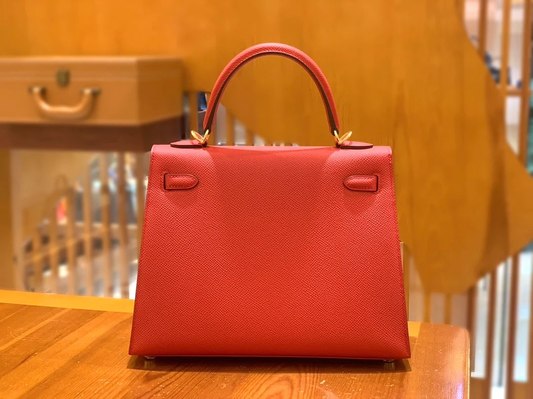 에르메스 켈리 25 셀리에 플래그 레드 골드 하드웨어 (100% HAND MADE)
