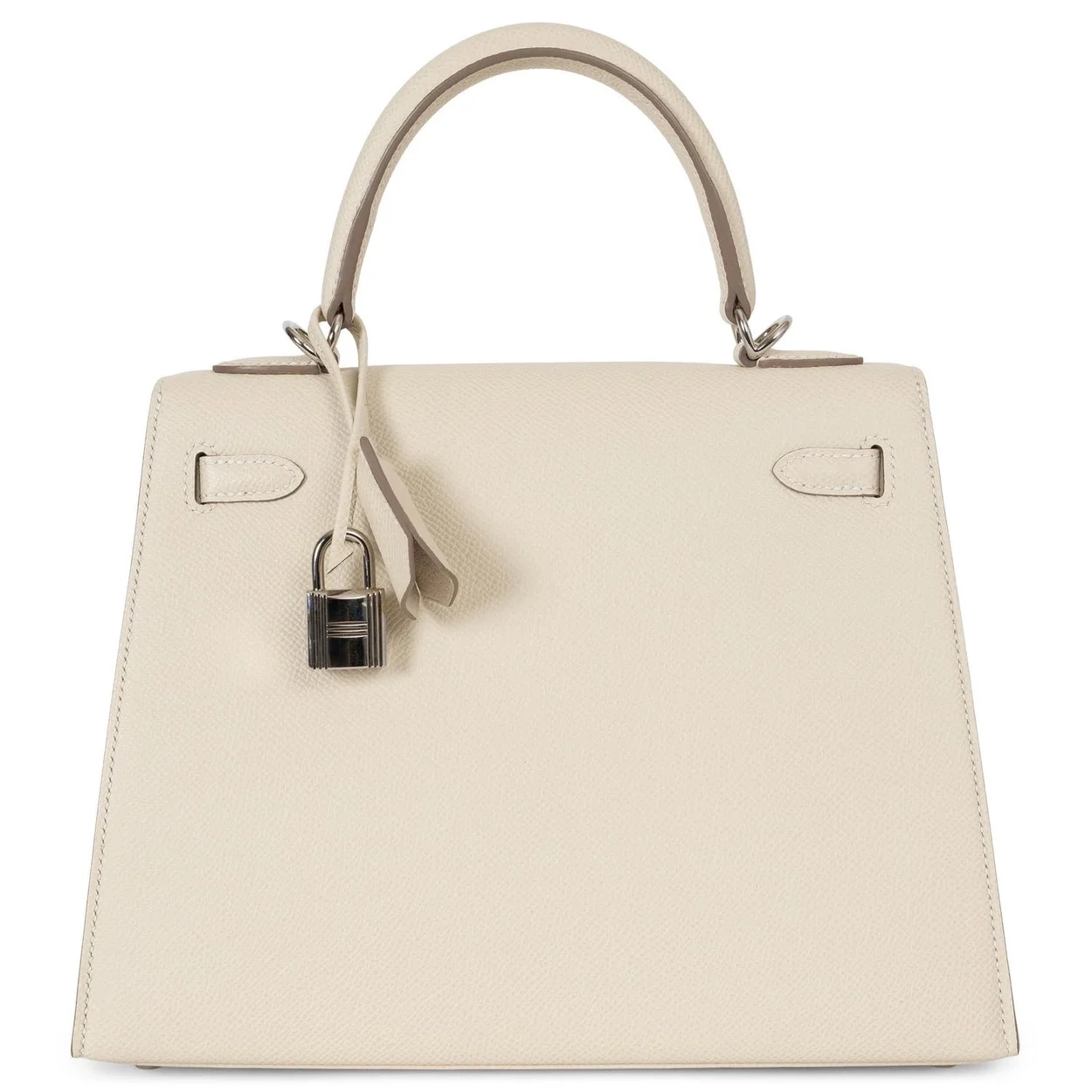 에르메스 켈리 25 셀리에 밀크 쉐이크 화이트 실버 하드웨어 (100% HAND MADE)