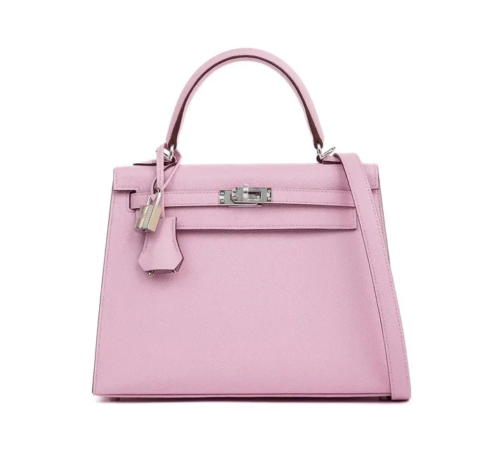 에르메스 켈리 25 셀리에 멜로 핑크 실버 하드웨어 (100% HAND MADE)