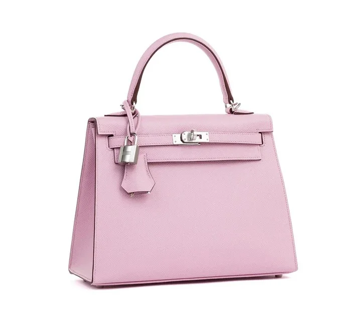에르메스 켈리 25 셀리에 멜로 핑크 실버 하드웨어 (100% HAND MADE)