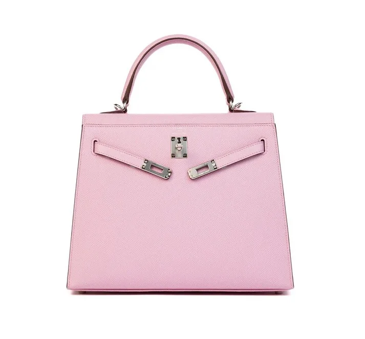 에르메스 켈리 25 셀리에 멜로 핑크 실버 하드웨어 (100% HAND MADE)