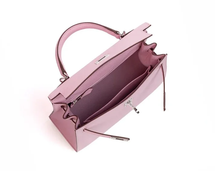 에르메스 켈리 25 셀리에 멜로 핑크 실버 하드웨어 (100% HAND MADE)