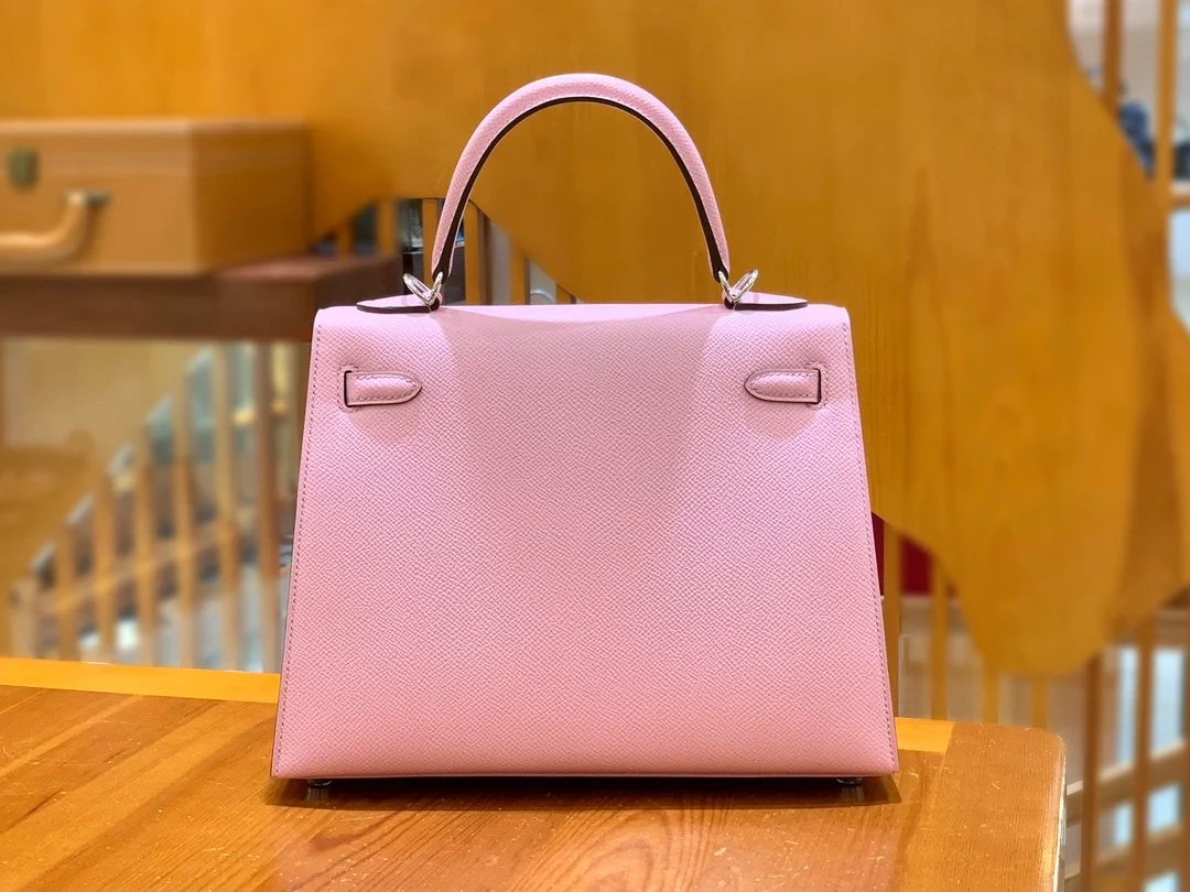 에르메스 켈리 25 셀리에 멜로 핑크 실버 하드웨어 (100% HAND MADE)