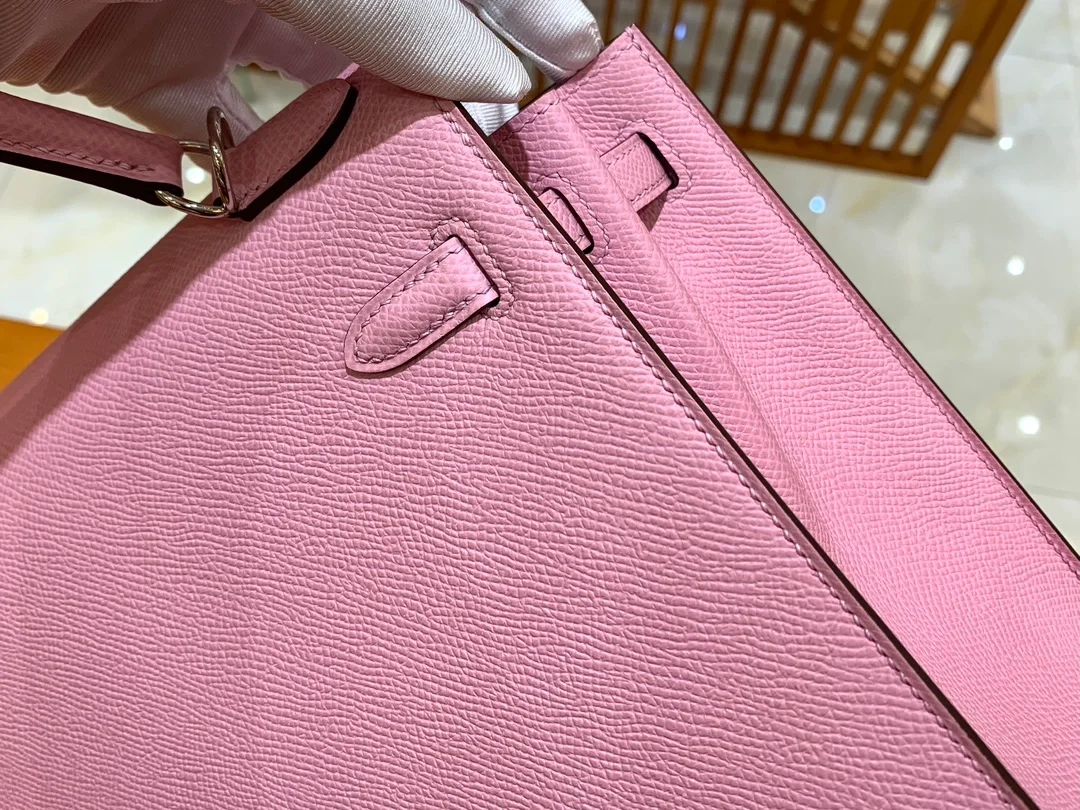 에르메스 켈리 25 셀리에 멜로 핑크 실버 하드웨어 (100% HAND MADE)