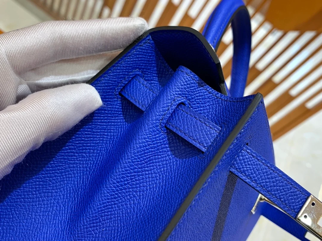 에르메스 켈리 25 셀리에 일렉트릭 블루 실버 하드웨어 (100% HAND MADE)