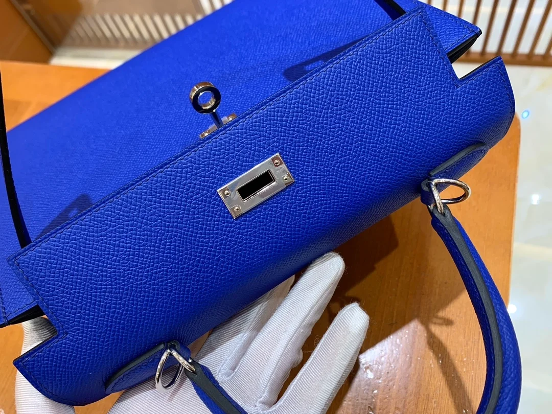 에르메스 켈리 25 셀리에 일렉트릭 블루 실버 하드웨어 (100% HAND MADE)