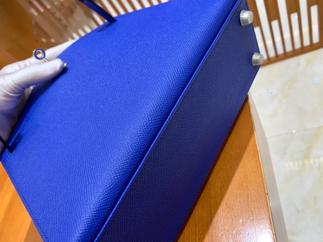 에르메스 켈리 25 셀리에 일렉트릭 블루 실버 하드웨어 (100% HAND MADE)