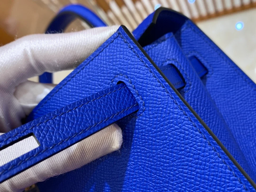 에르메스 켈리 25 셀리에 일렉트릭 블루 실버 하드웨어 (100% HAND MADE)