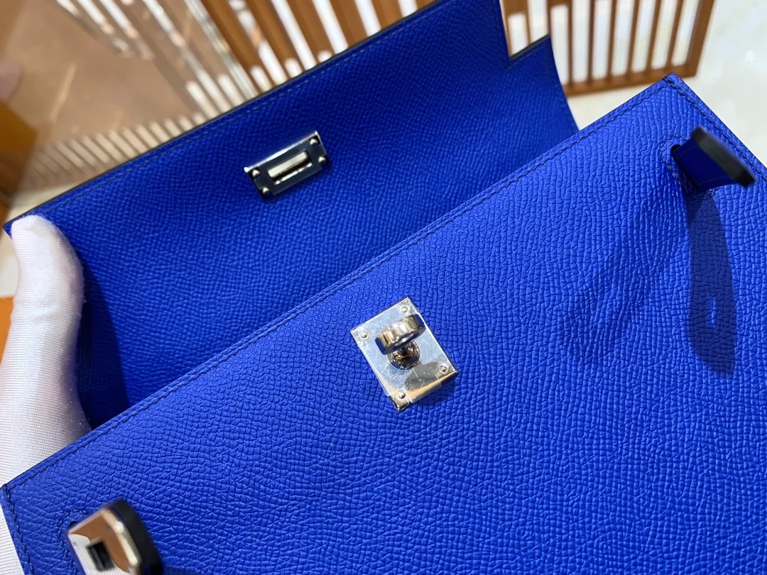 에르메스 켈리 25 셀리에 일렉트릭 블루 실버 하드웨어 (100% HAND MADE)