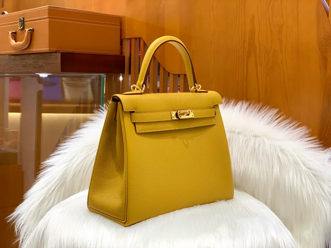 에르메스 켈리 25 르투르네 앰버 옐로우 골드 하드웨어 (100% HAND MADE)