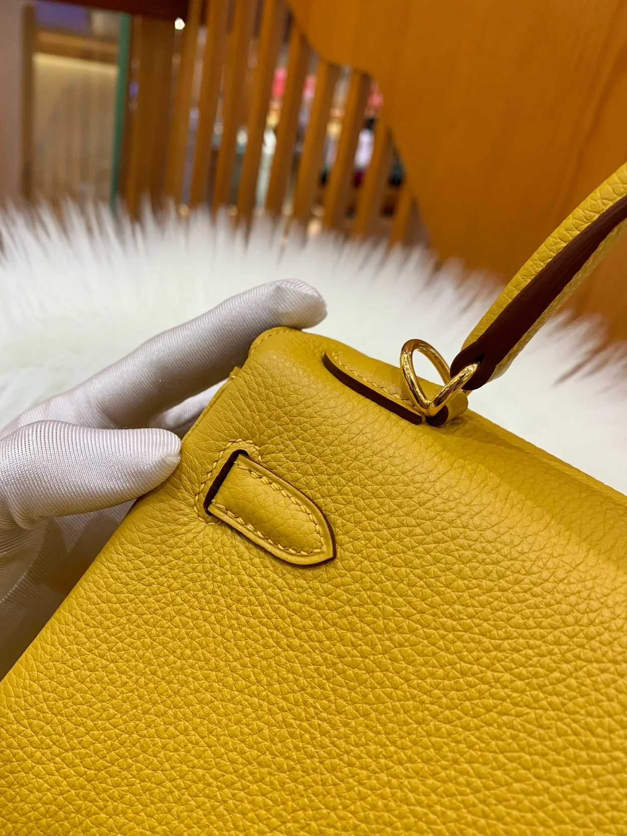 에르메스 켈리 25 르투르네 앰버 옐로우 골드 하드웨어 (100% HAND MADE)