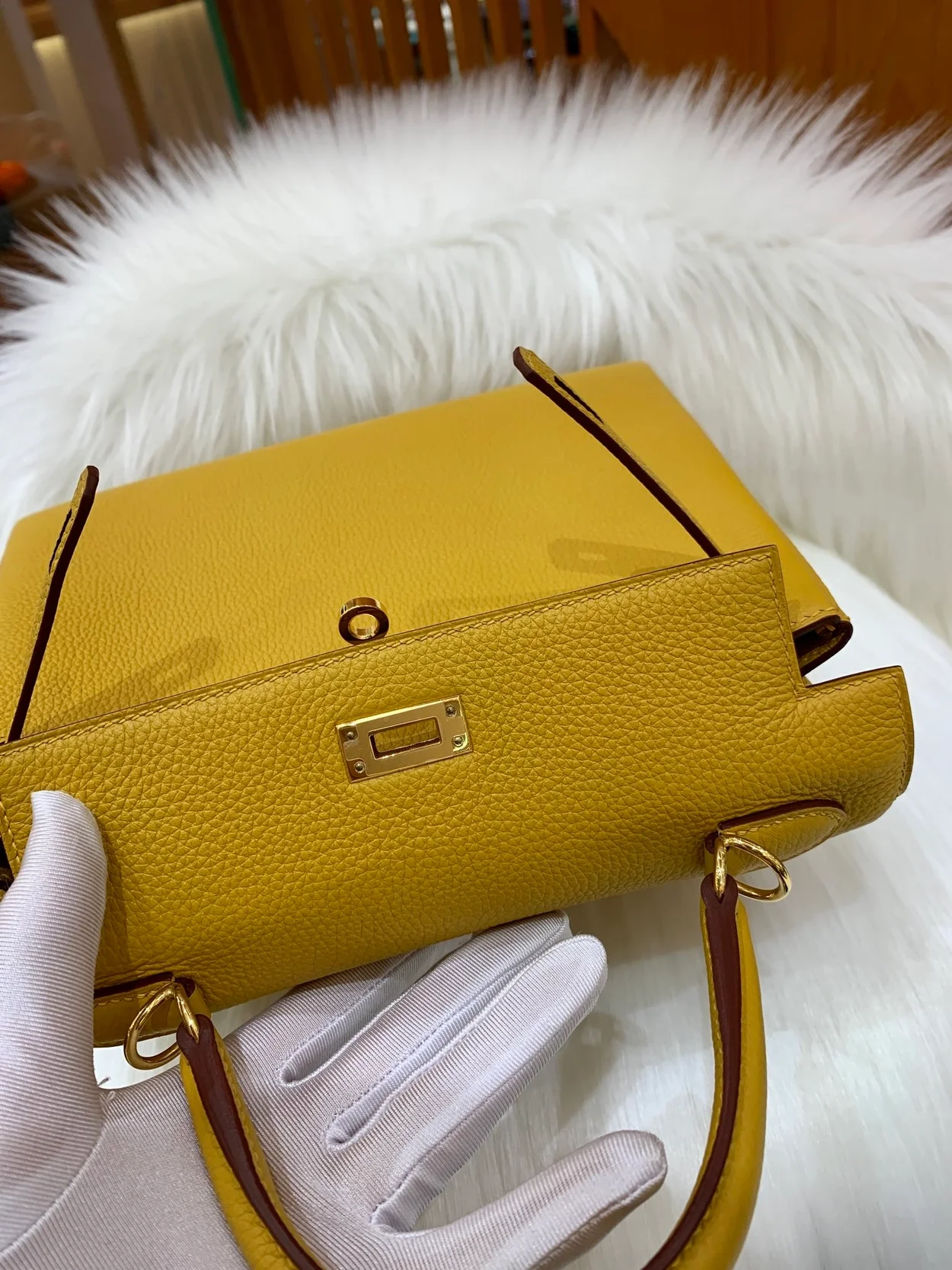 에르메스 켈리 25 르투르네 앰버 옐로우 골드 하드웨어 (100% HAND MADE)