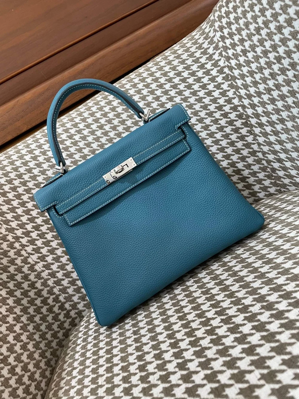 에르메스 켈리 25 르투르네 데님 블루 실버 하드웨어 (100% HAND MADE)