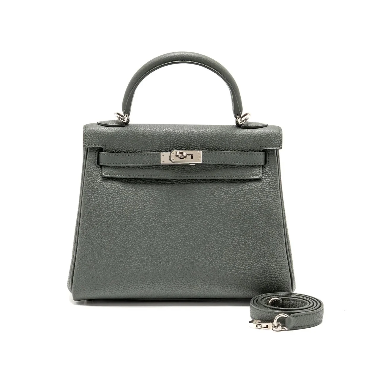 에르메스 켈리 25 르투르네 아몬드 그린 실버 하드웨어 (100% HAND MADE)