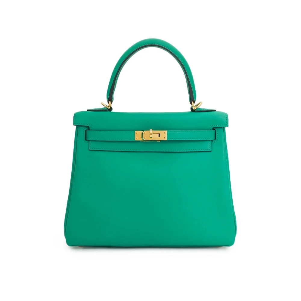 에르메스 켈리 25 르투르네 스위프트 민트 그린 골드 하드웨어 (100% HAND MADE)