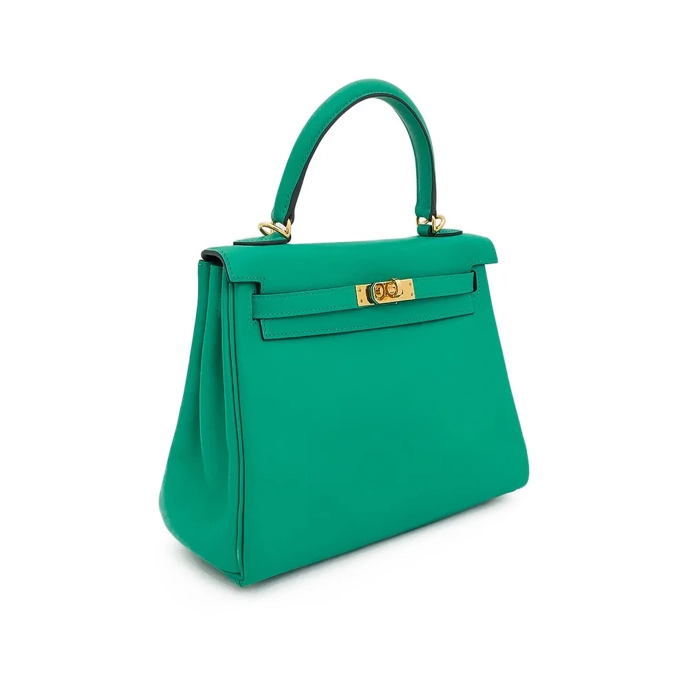 에르메스 켈리 25 르투르네 스위프트 민트 그린 골드 하드웨어 (100% HAND MADE)