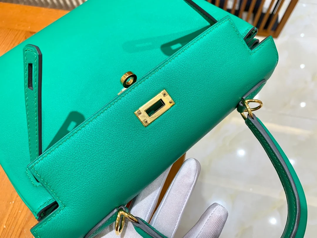 에르메스 켈리 25 르투르네 스위프트 민트 그린 골드 하드웨어 (100% HAND MADE)