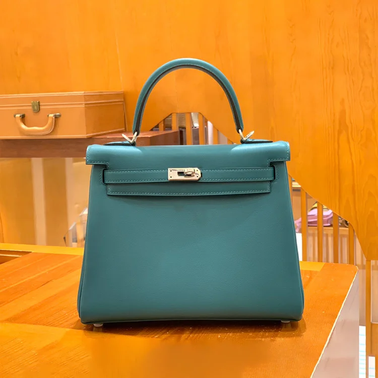 에르메스 켈리 25 르투르네 스위프트 이즈미르 블루 실버 하드웨어 (100% HAND MADE)