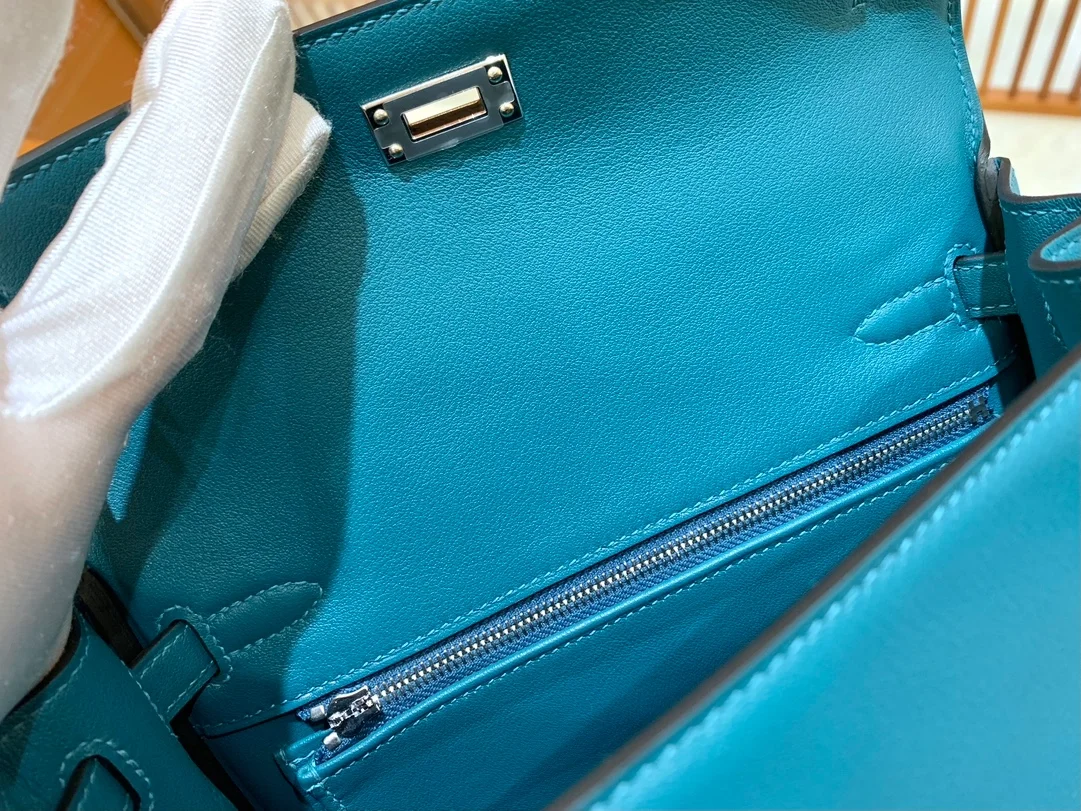 에르메스 켈리 25 르투르네 스위프트 이즈미르 블루 실버 하드웨어 (100% HAND MADE)