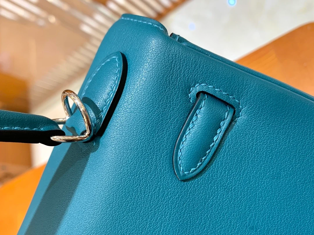 에르메스 켈리 25 르투르네 스위프트 이즈미르 블루 실버 하드웨어 (100% HAND MADE)