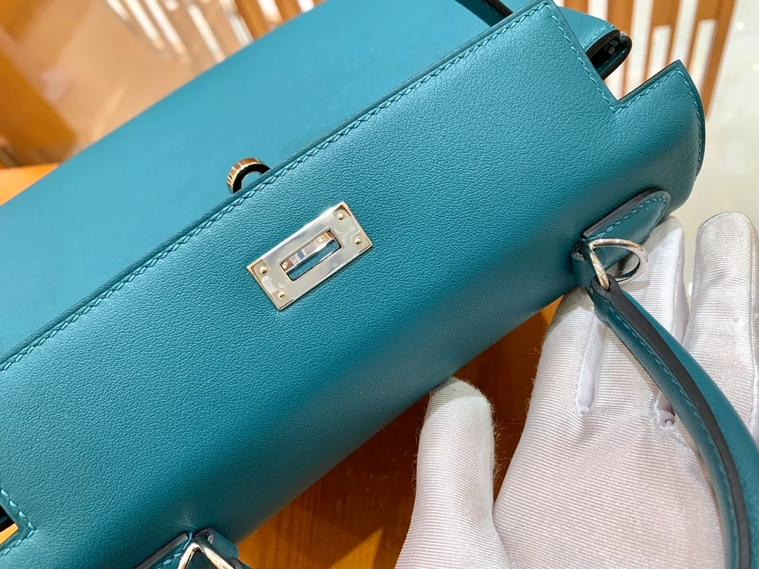 에르메스 켈리 25 르투르네 스위프트 이즈미르 블루 실버 하드웨어 (100% HAND MADE)
