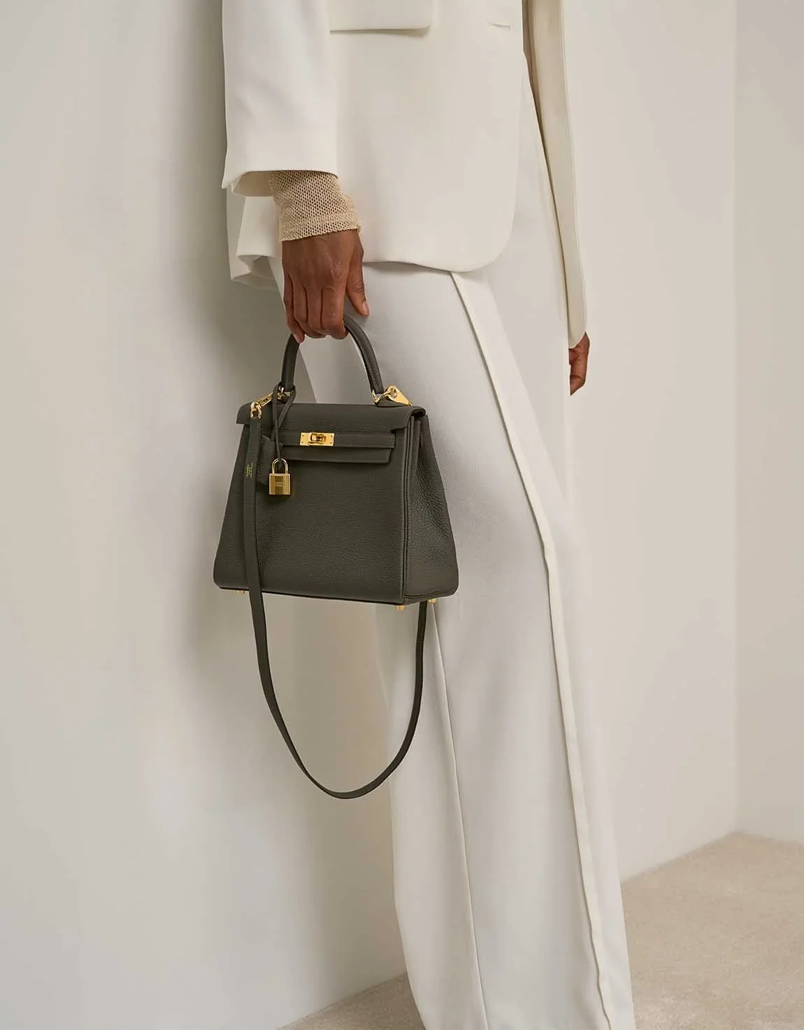 에르메스 켈리 25 르투르네 그레이 그린 골드 하드웨어 (100% HAND MADE)