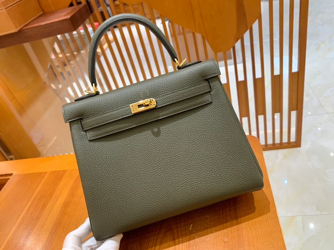 에르메스 켈리 25 르투르네 그레이 그린 골드 하드웨어 (100% HAND MADE)