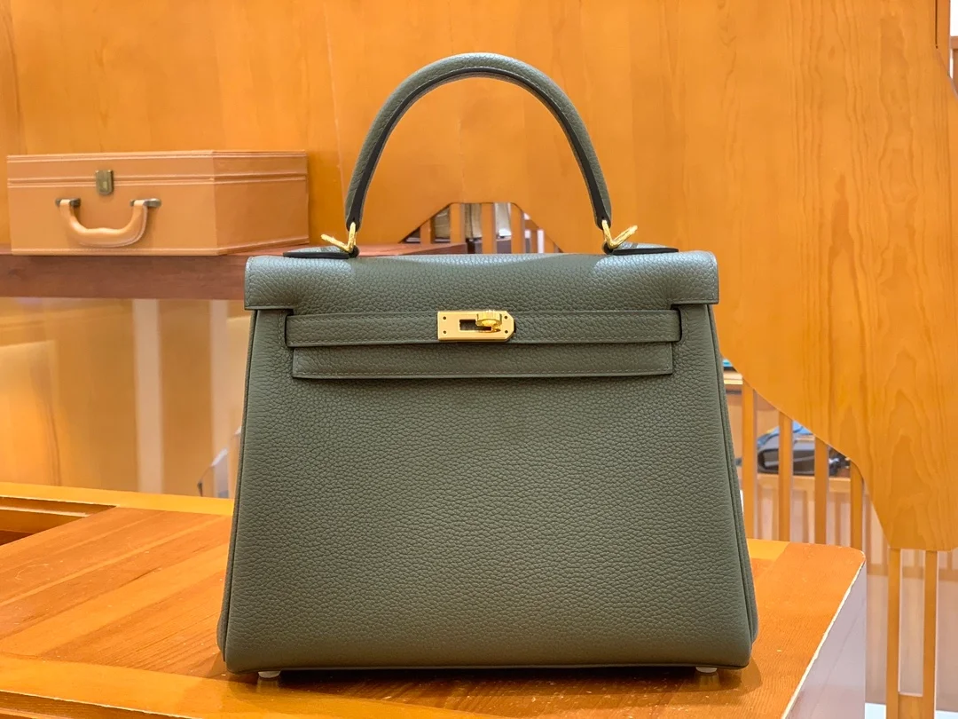 에르메스 켈리 25 르투르네 그레이 그린 골드 하드웨어 (100% HAND MADE)