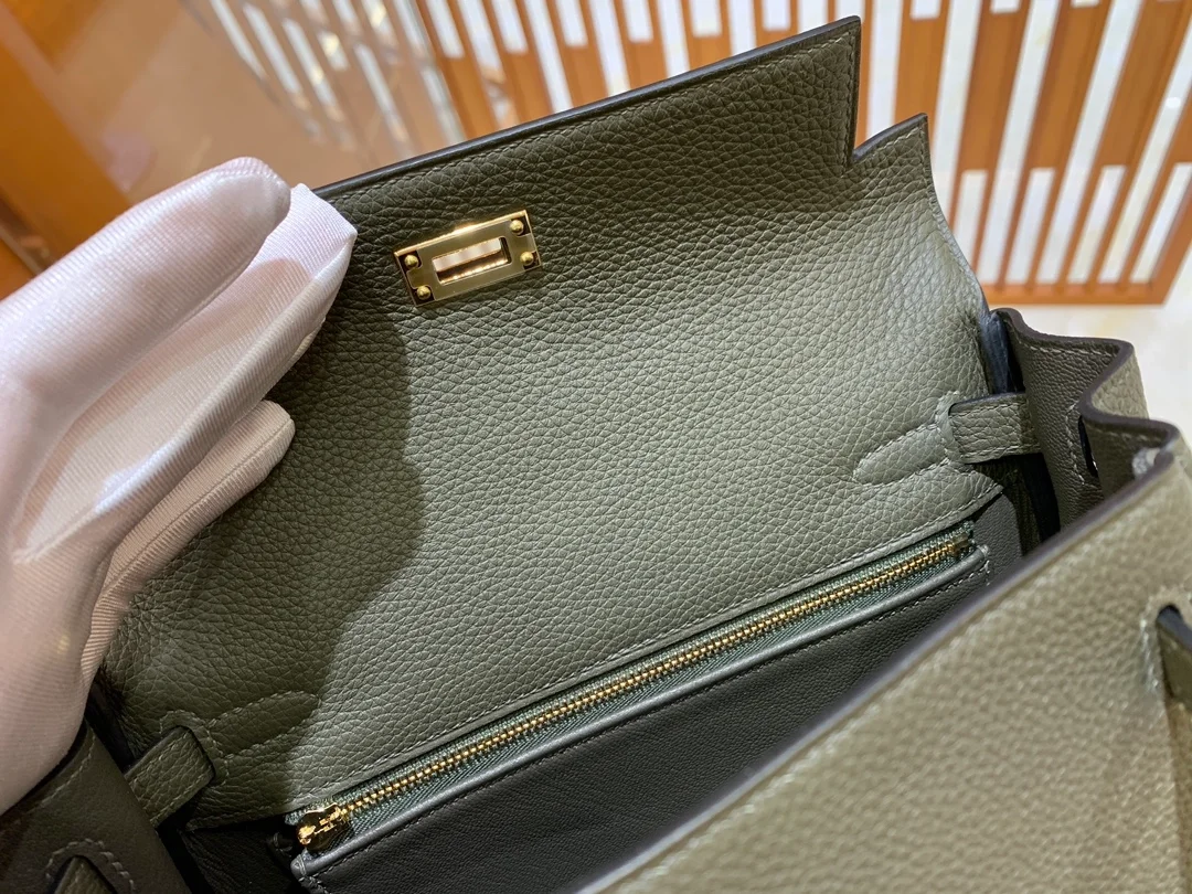 에르메스 켈리 25 르투르네 그레이 그린 골드 하드웨어 (100% HAND MADE)