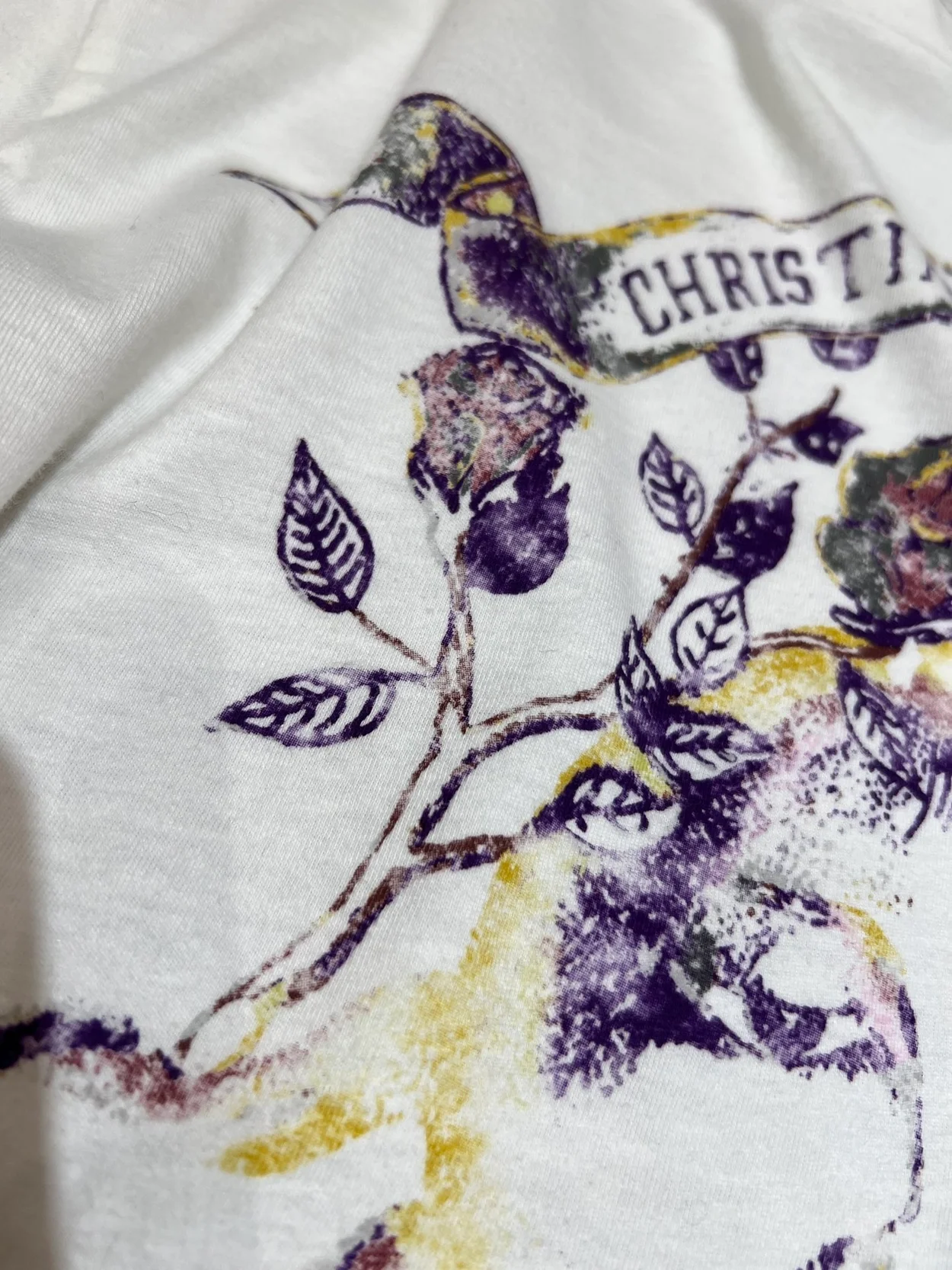 디올 코튼 린넨 저지 스톤워싱 티셔츠 화이트