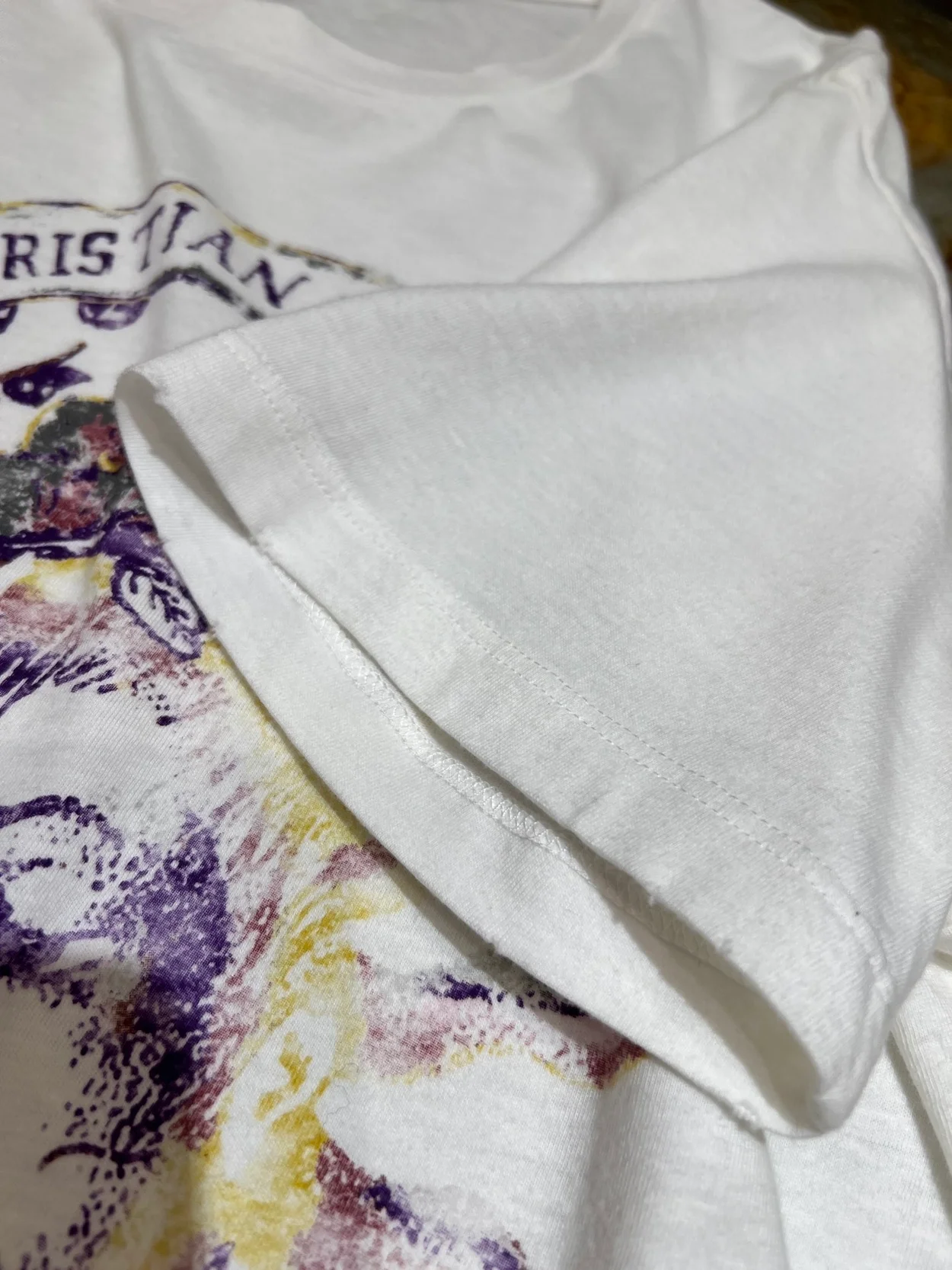 디올 코튼 린넨 저지 스톤워싱 티셔츠 화이트