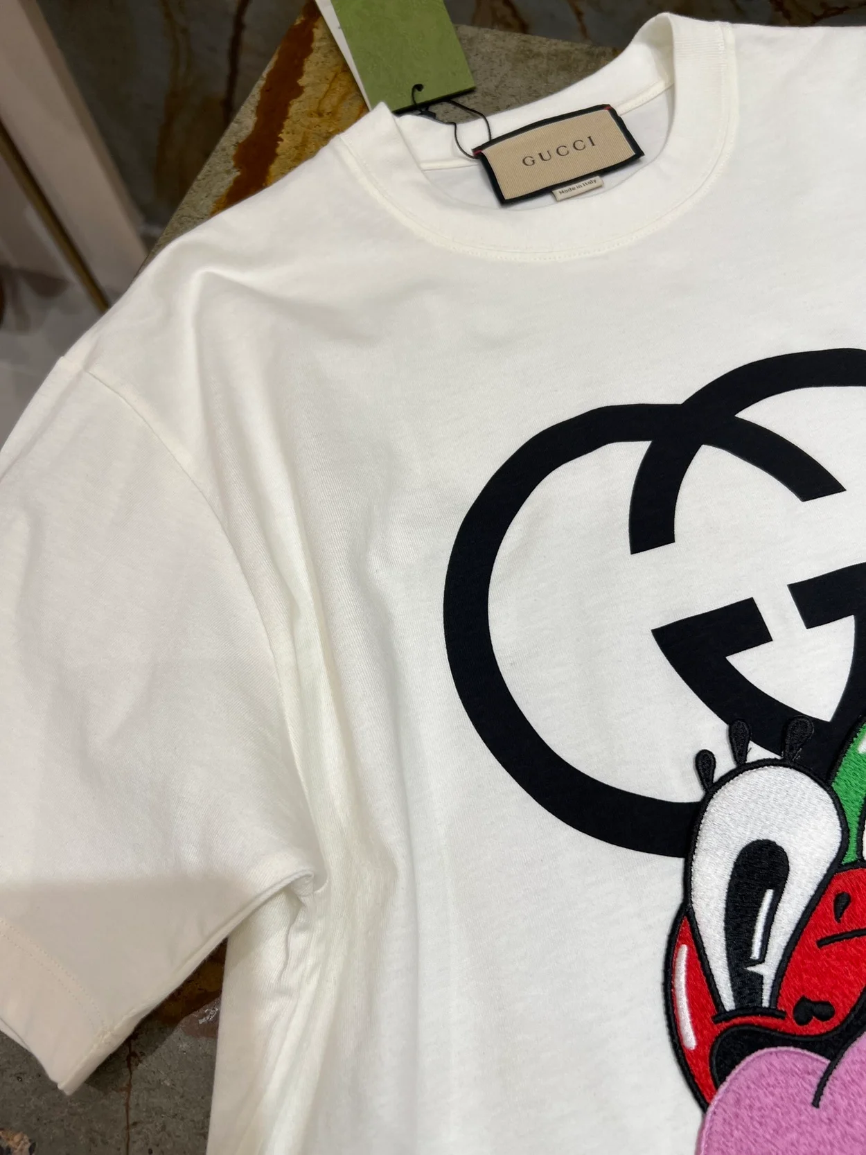 구찌 코튼 저지 체리 프린트 티셔츠 화이트