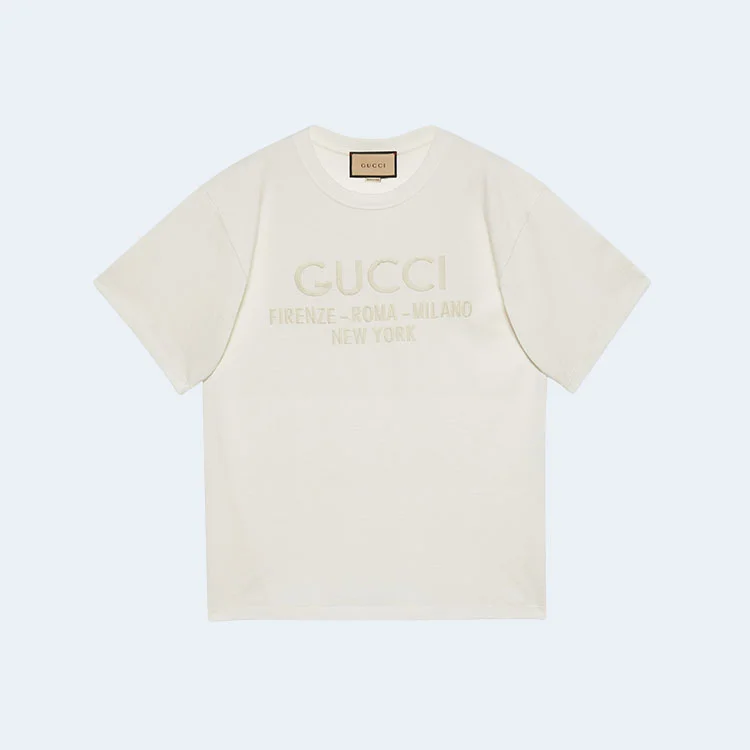 구찌 자수 로고 코튼 티셔츠 화이트