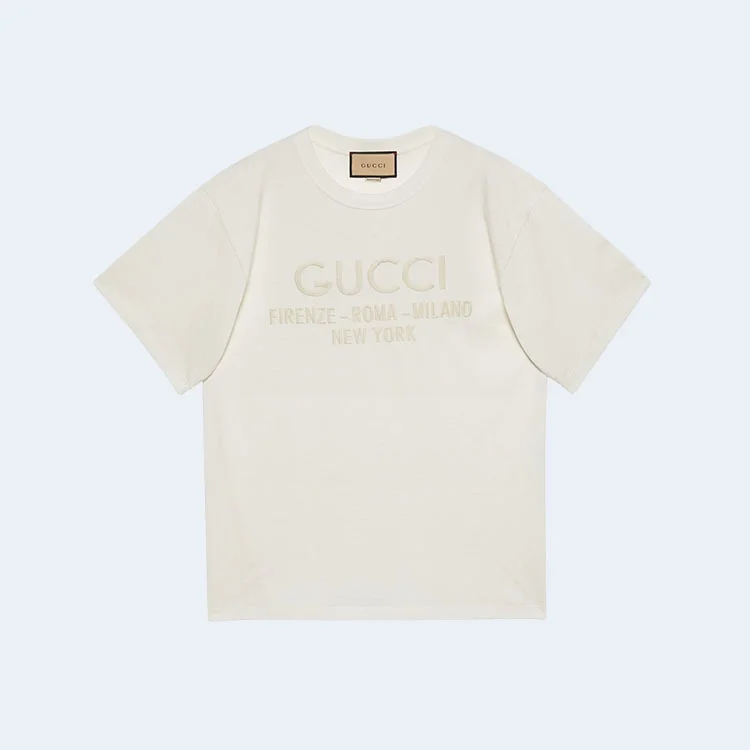 구찌 자수 로고 코튼 티셔츠 화이트