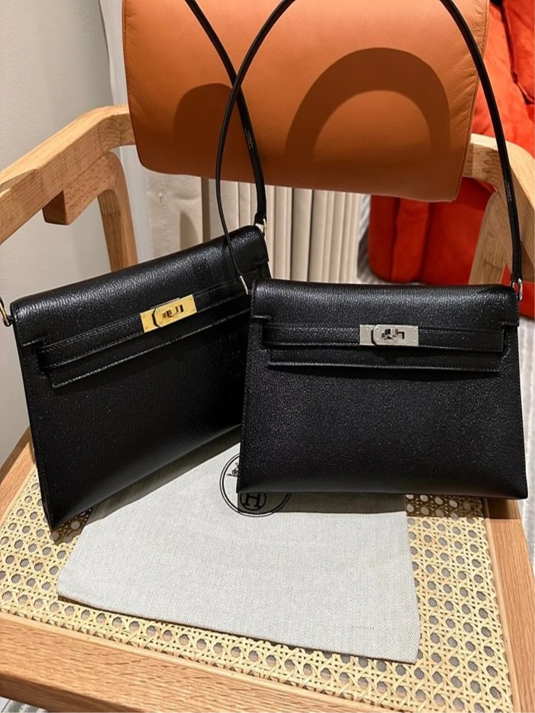 에르메스 켈리 엘란 블랙 골드/실버 (100% HAND MADE)