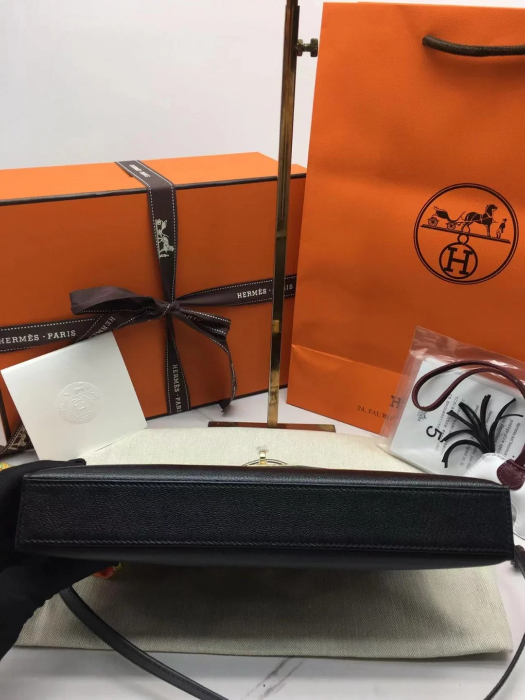 에르메스 켈리 엘란 블랙 골드/실버 (100% HAND MADE)