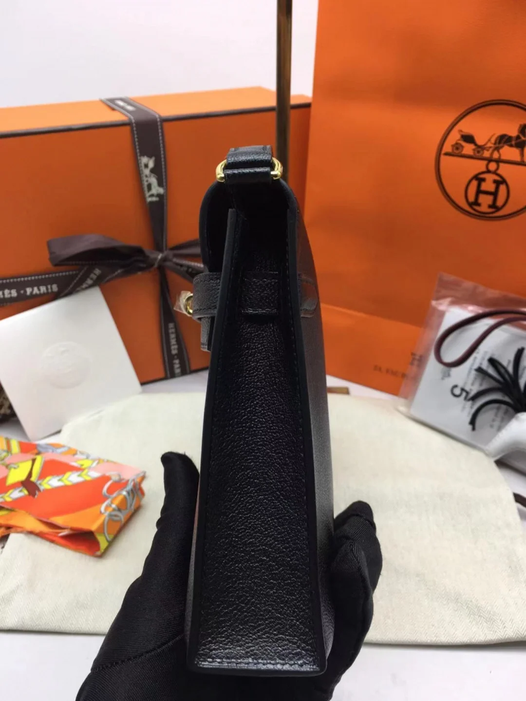 에르메스 켈리 엘란 블랙 골드/실버 (100% HAND MADE)