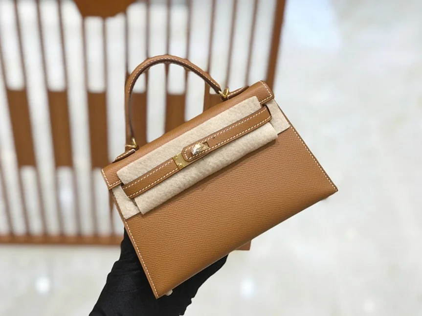 에르메스 미니 켈리 2세대 셀리에 골드 브라운 골드 하드웨어 (100% HAND MADE)