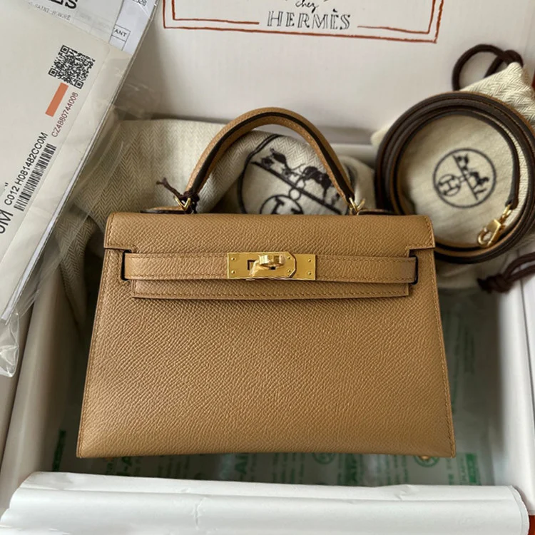 에르메스 미니 켈리 20 셀리에 카멜 골드 하드웨어 (100% HAND MADE)