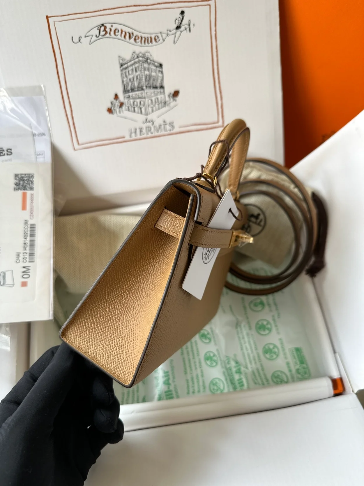 에르메스 미니 켈리 20 셀리에 카멜 골드 하드웨어 (100% HAND MADE)