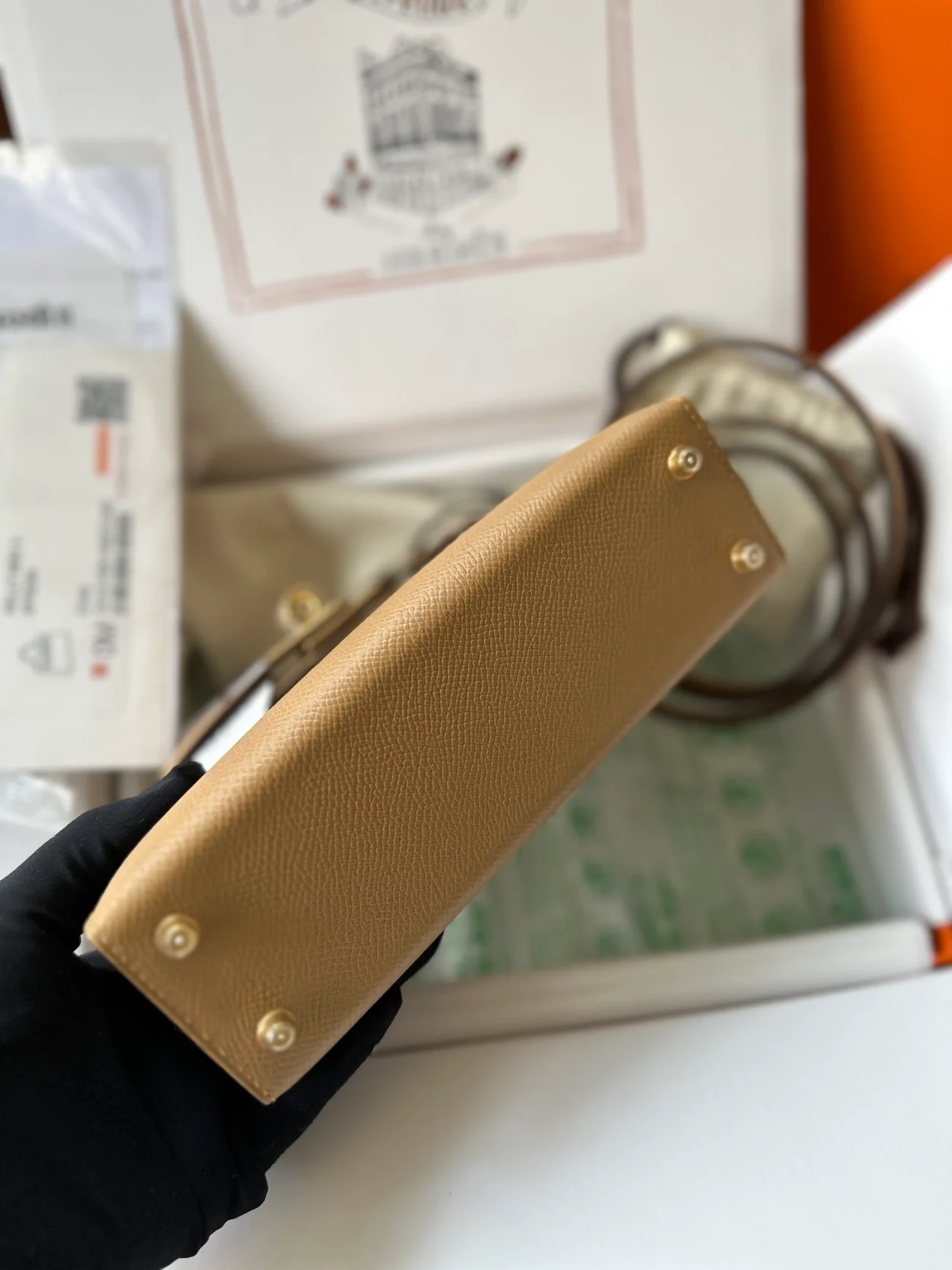 에르메스 미니 켈리 20 셀리에 카멜 골드 하드웨어 (100% HAND MADE)